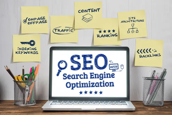 On-page SEO and search engine optimisation with keywords, content, site architecture and backlinks
